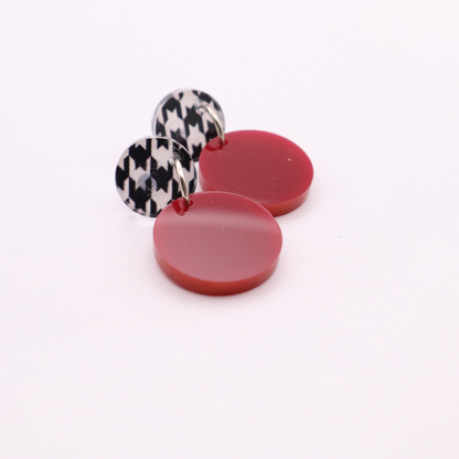 Crimson and Houndstooth Acrylic Game Day Earrings