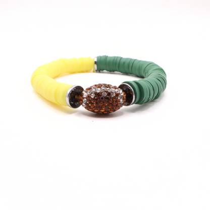 Green and Yellow Game Day Football Bracelet