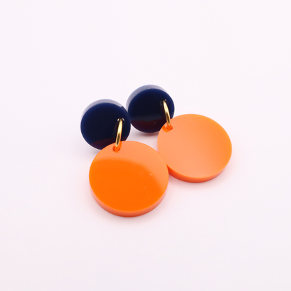 Navy Blue and Orange Acrylic Game Day Earrings