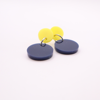 Navy Blue and Yellow Acrylic Game Day Earrings