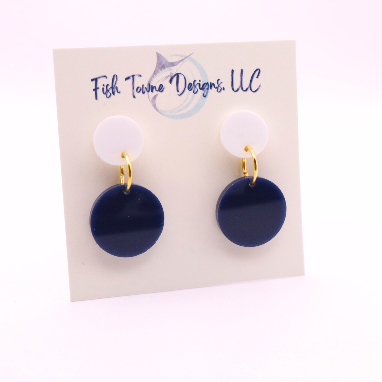 Navy Blue and White Acrylic Game Day Earrings