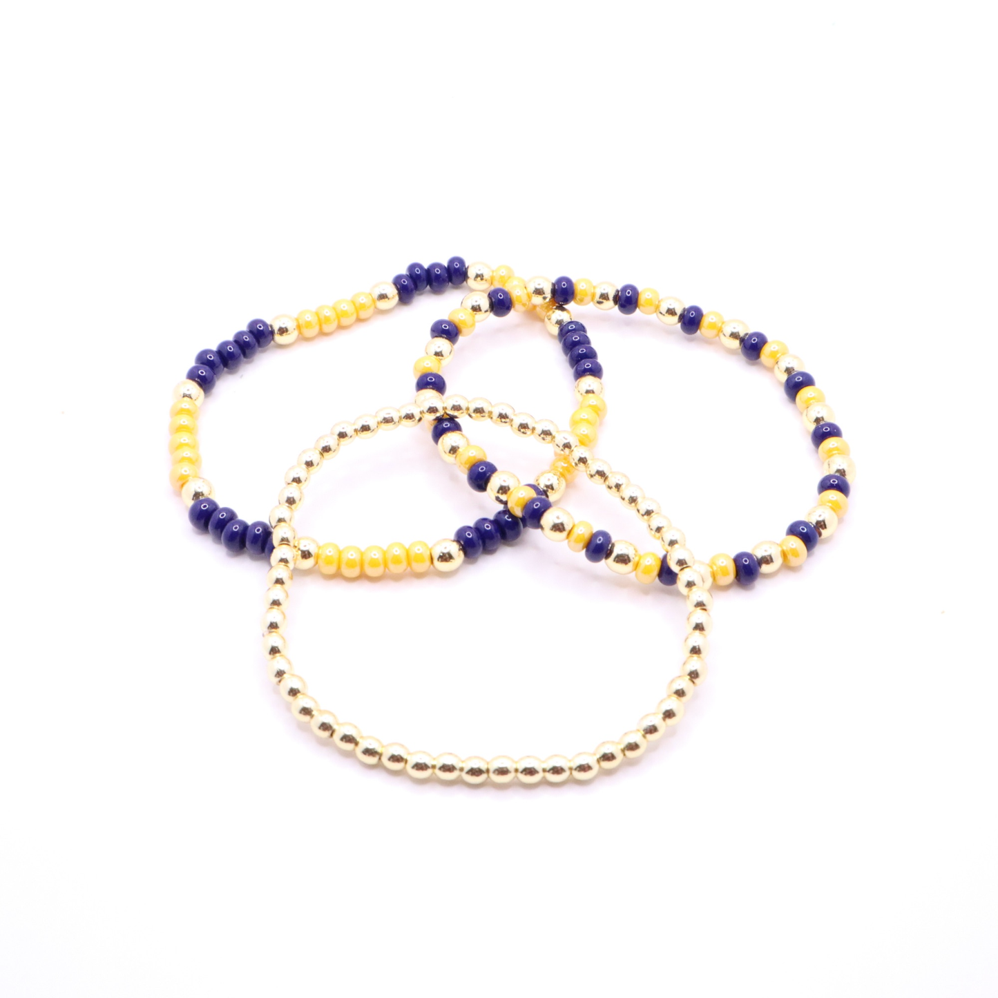 Navy and Gold Game Day Bracelet Stack | The Classic Game Day Collection