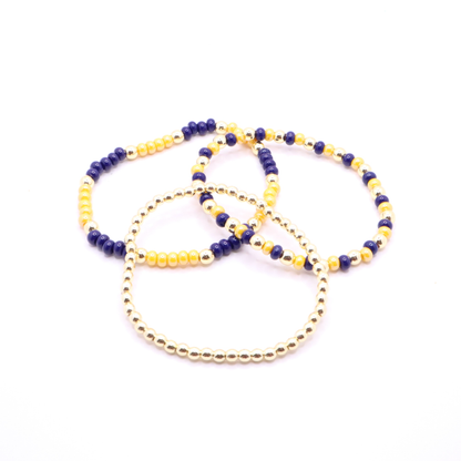 Navy and Gold Game Day Bracelet Stack | The Classic Game Day Collection