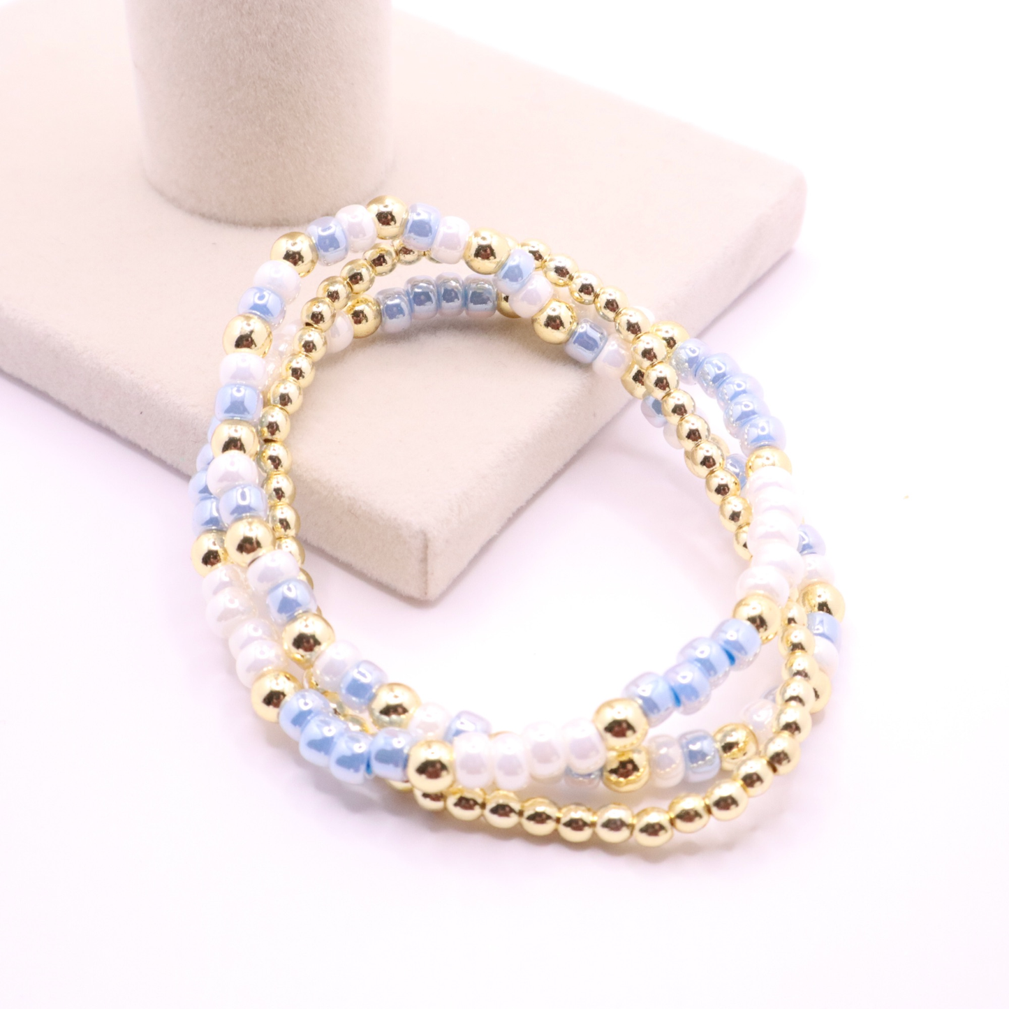 Light Blue and White Game Day Bracelet Stack | The Classic Game Day Collection