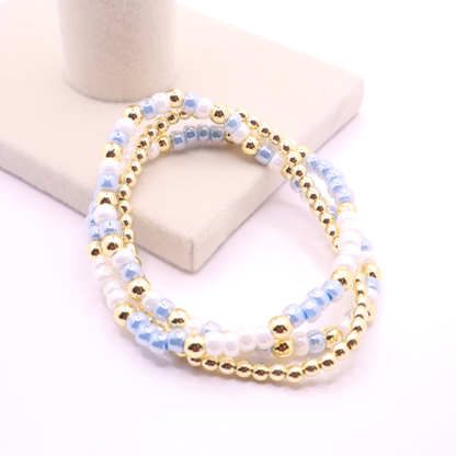 Light Blue and White Game Day Bracelet Stack | The Classic Game Day Collection