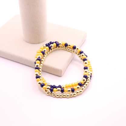 Navy and Gold Game Day Bracelet Stack | The Classic Game Day Collection