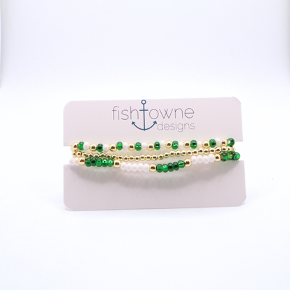 Green and White Game Day Bracelet Stack | The Classic Game Day Collection