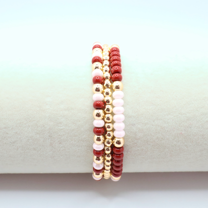 Burgundy and White Game Day Bracelet Stack | The Classic Game Day Collection