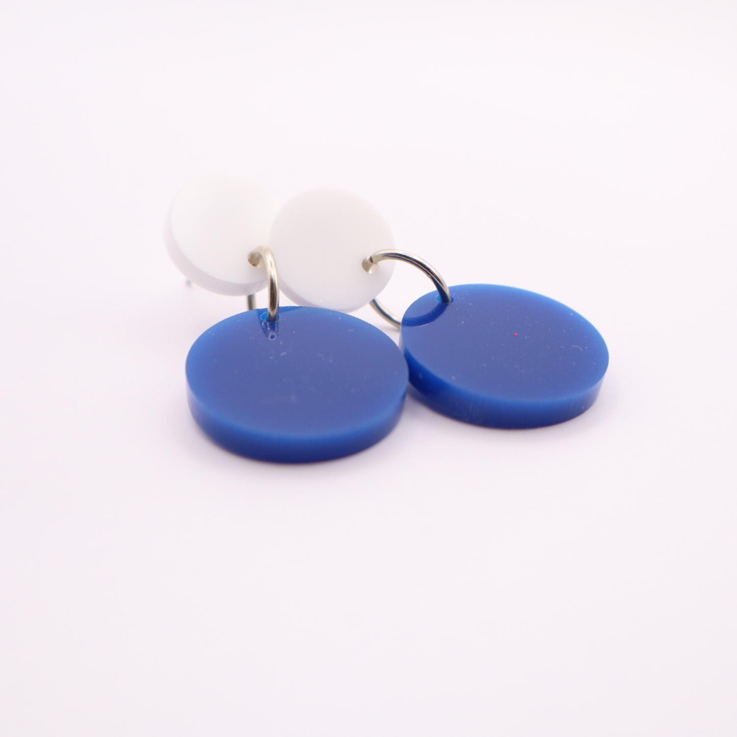 Blue and White Acrylic Game Day Earrings