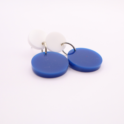 Blue and White Acrylic Game Day Earrings