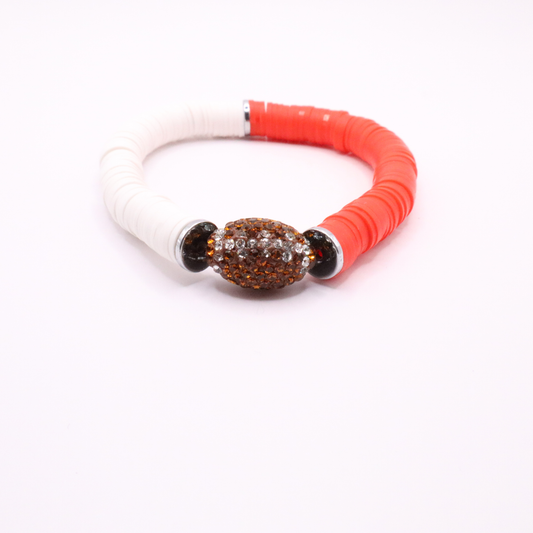 Red and White Game Day Football Bracelet