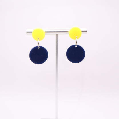 Navy Blue and Yellow Acrylic Game Day Earrings