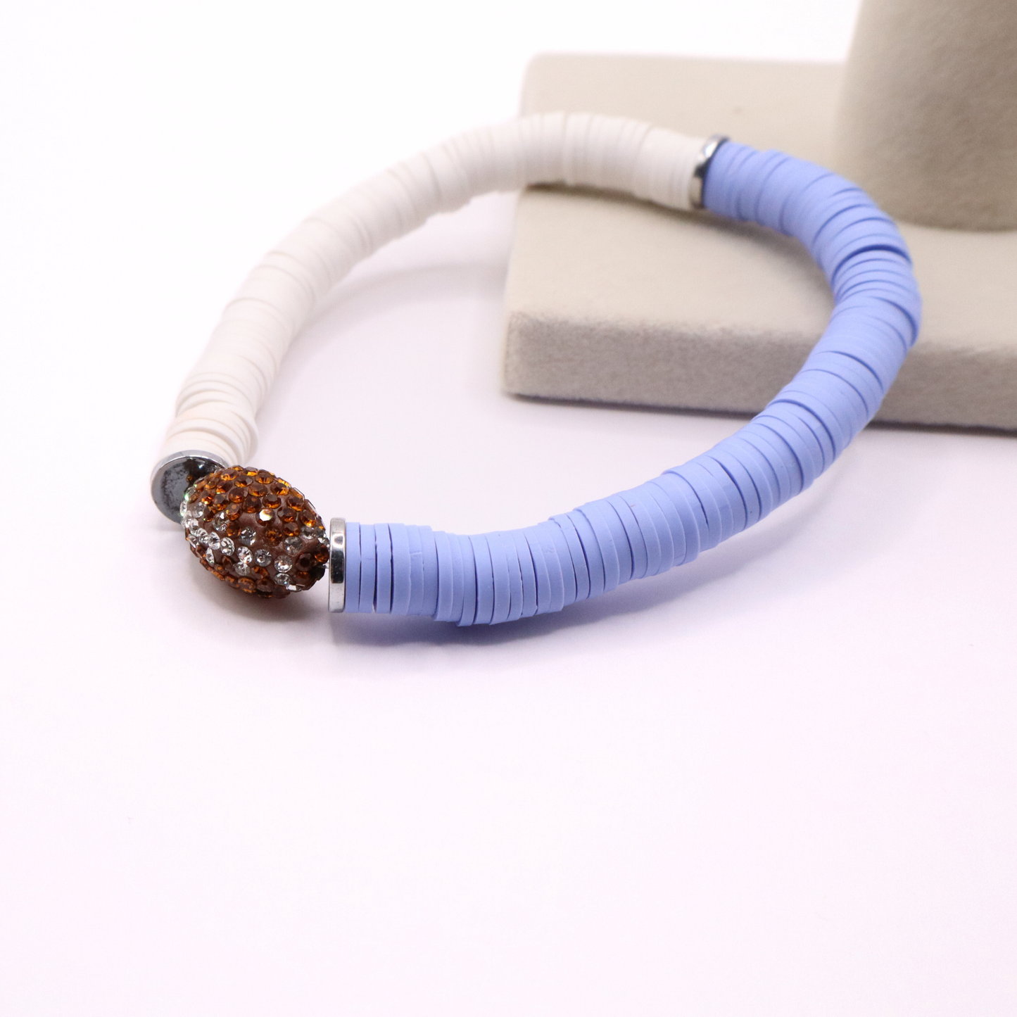 Light Blue and White Game Day Football Bracelet