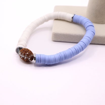 Light Blue and White Game Day Football Bracelet