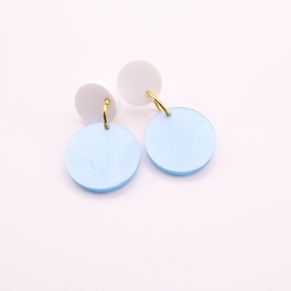 Light Blue and White Acrylic Game Day Earrings