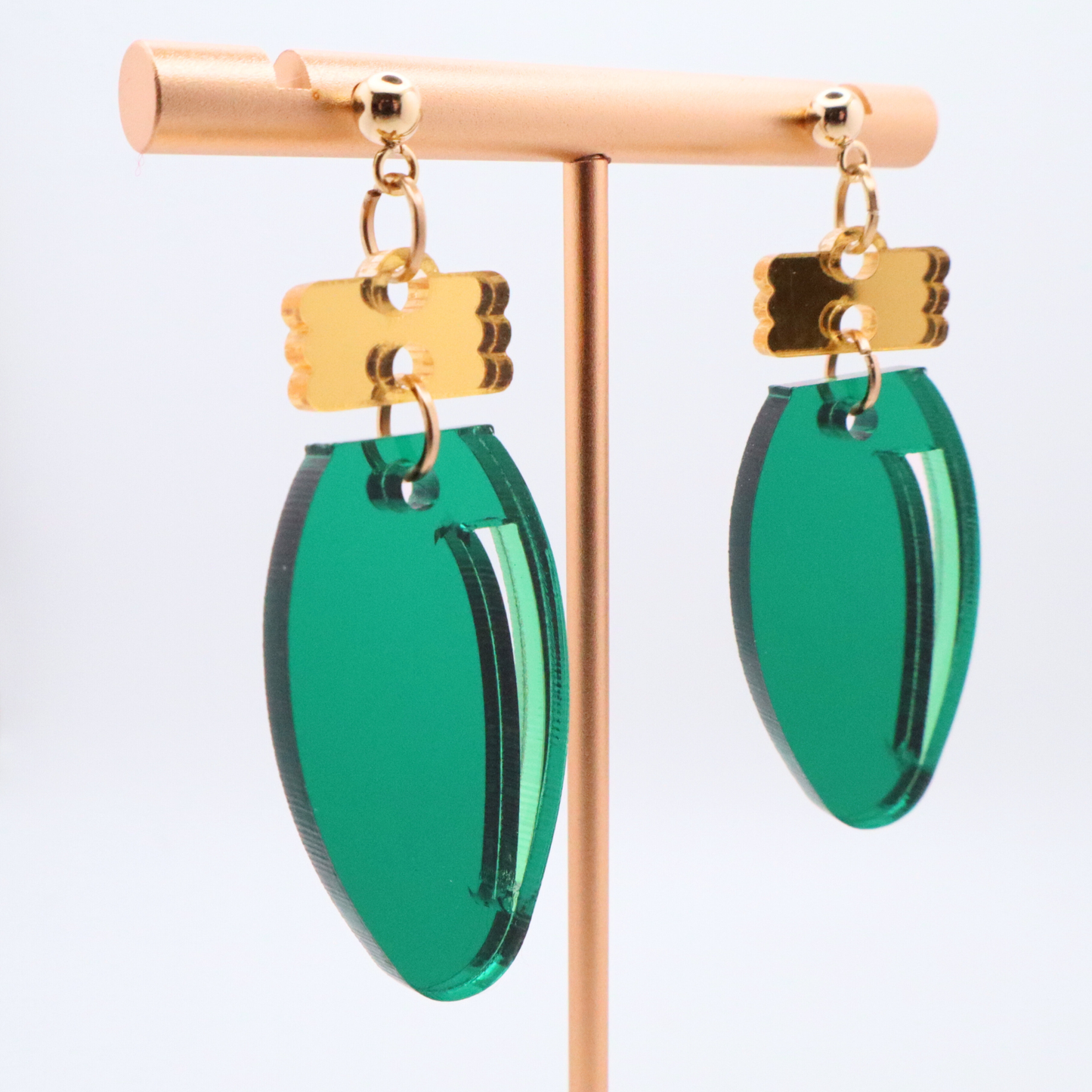 Christmas Bulb Mirrored Acrylic Earrings – Holiday Jewelry for the Season - Stocking Stuffer