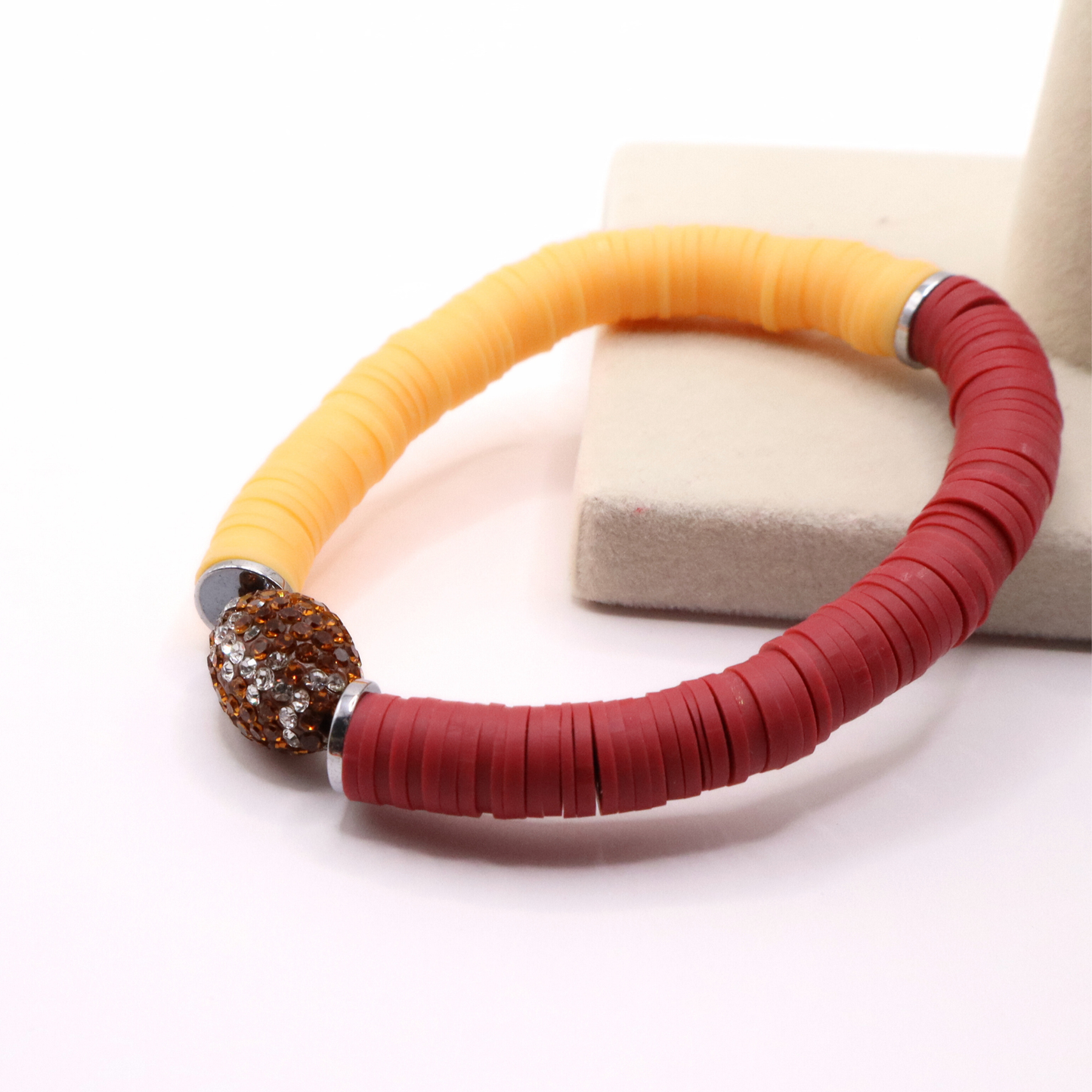 Burgundy and Gold Game Day Football Bracelet