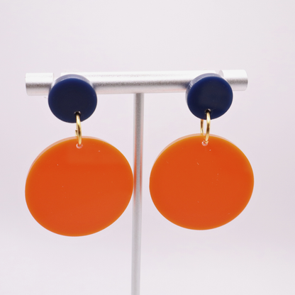 Navy Blue and Orange Acrylic Game Day Earrings