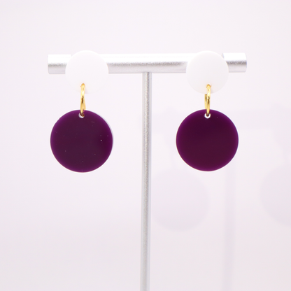 Purple and White Acrylic Game Day Earrings