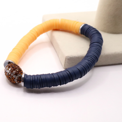 Navy Blue and Gold Game Day Football Bracelet