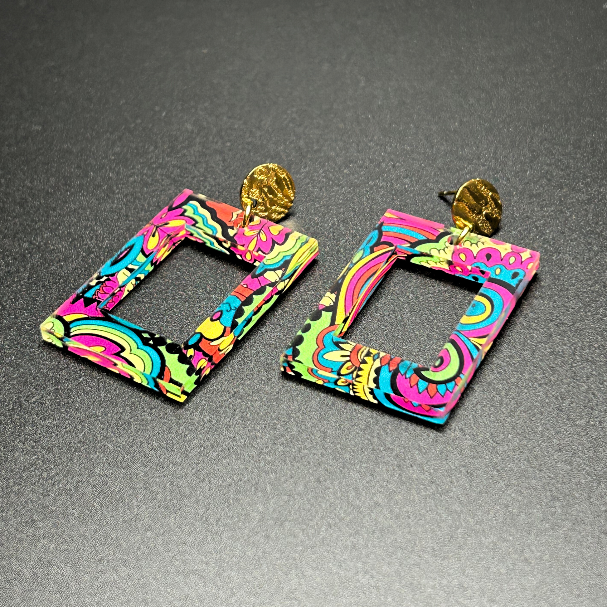 Rio De Janeiro Inspired Acrylic Statement Earrings - Fish Towne Designs, LLC