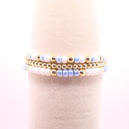 Light Blue and White Game Day Bracelet Stack | The Classic Game Day Collection