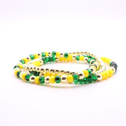Green and Yellow Game Day Bracelet Stack | The Classic Game Day Collection