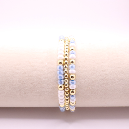 Light Blue and White Game Day Bracelet Stack | The Classic Game Day Collection