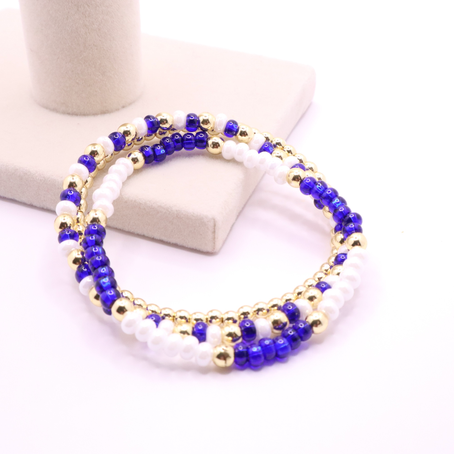 Blue and White Game Day Bracelet Stack | The Classic Game Day Collection
