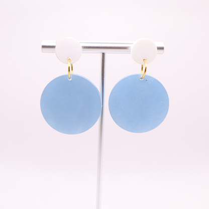 Light Blue and White Acrylic Game Day Earrings