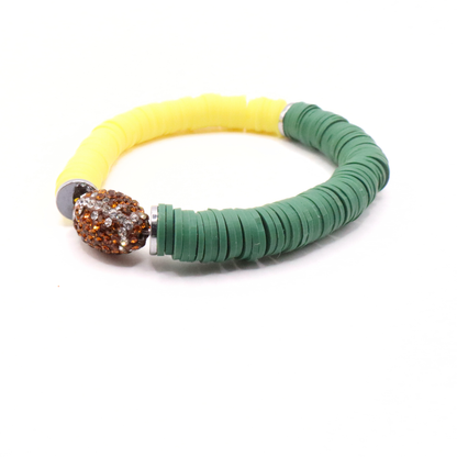 Green and Yellow Game Day Football Bracelet