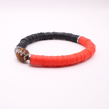 Red and Black Game Day Football Bracelet