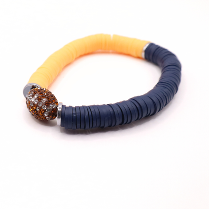 Navy Blue and Gold Game Day Football Bracelet