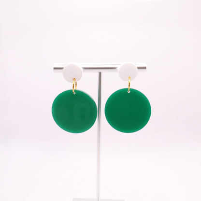 Green and White Acrylic Game Day Earrings