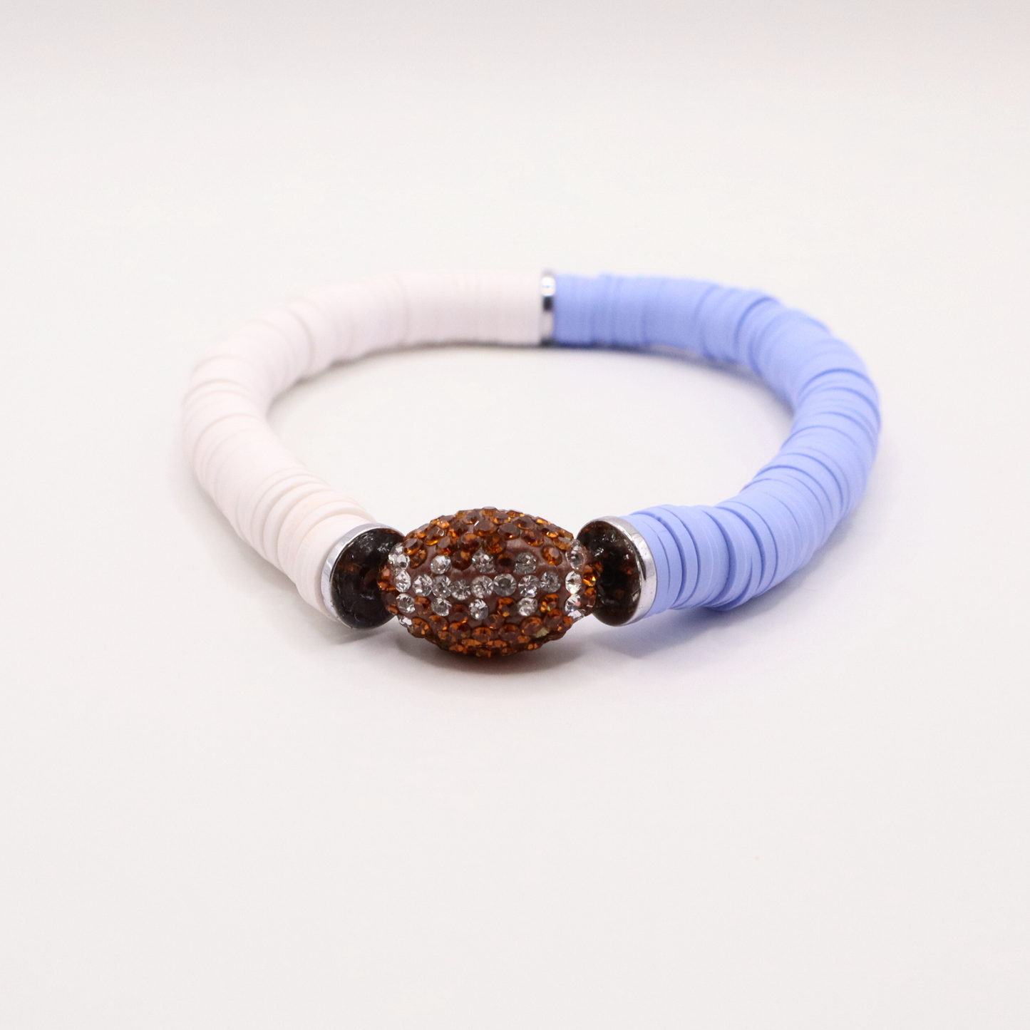 Light Blue and White Game Day Football Bracelet