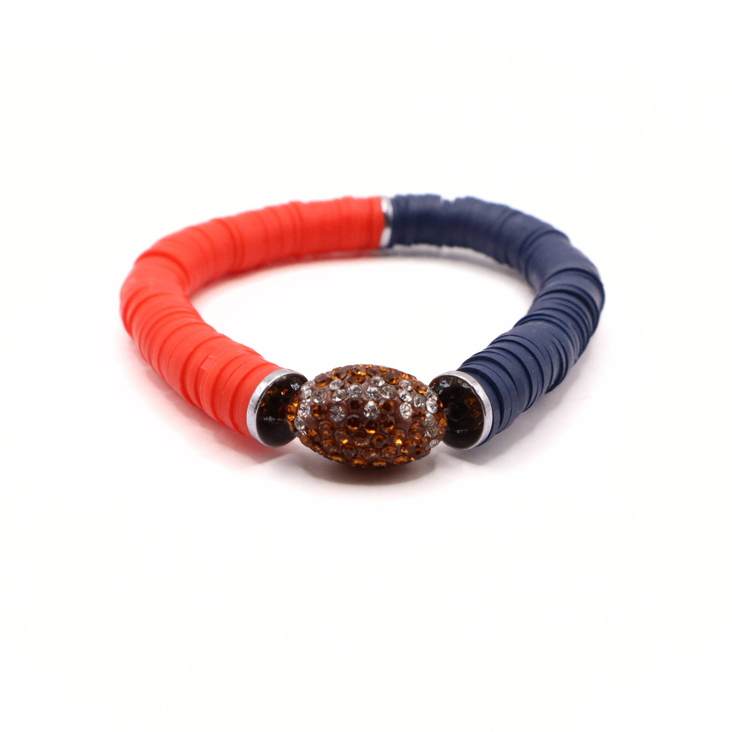Navy Blue and Red Game Day Football Bracelet