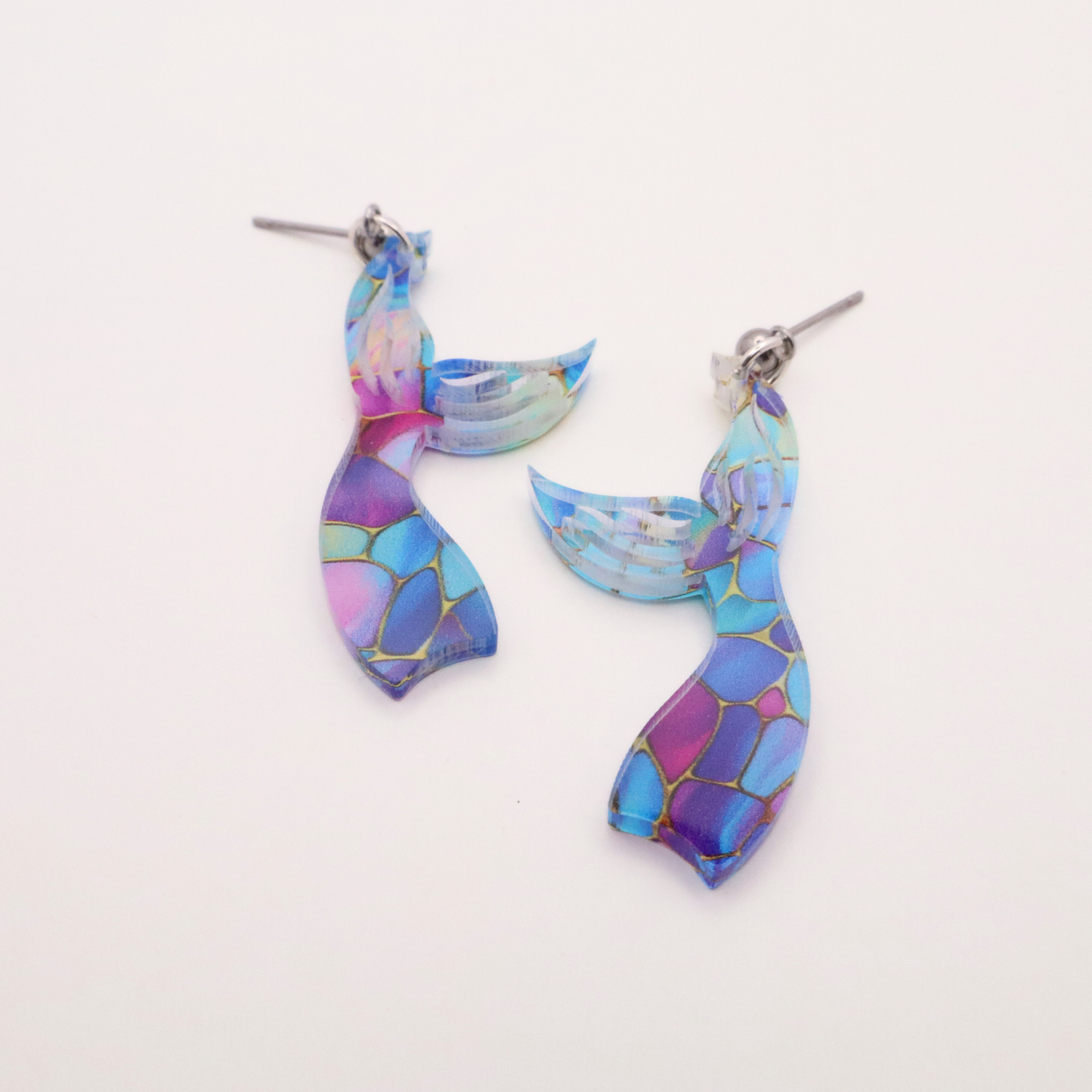 Mermaid Tail Acrylic Earrings | Ocean-Inspired Jewelry | Fantasy Statement Earrings | Lightweight Earrings