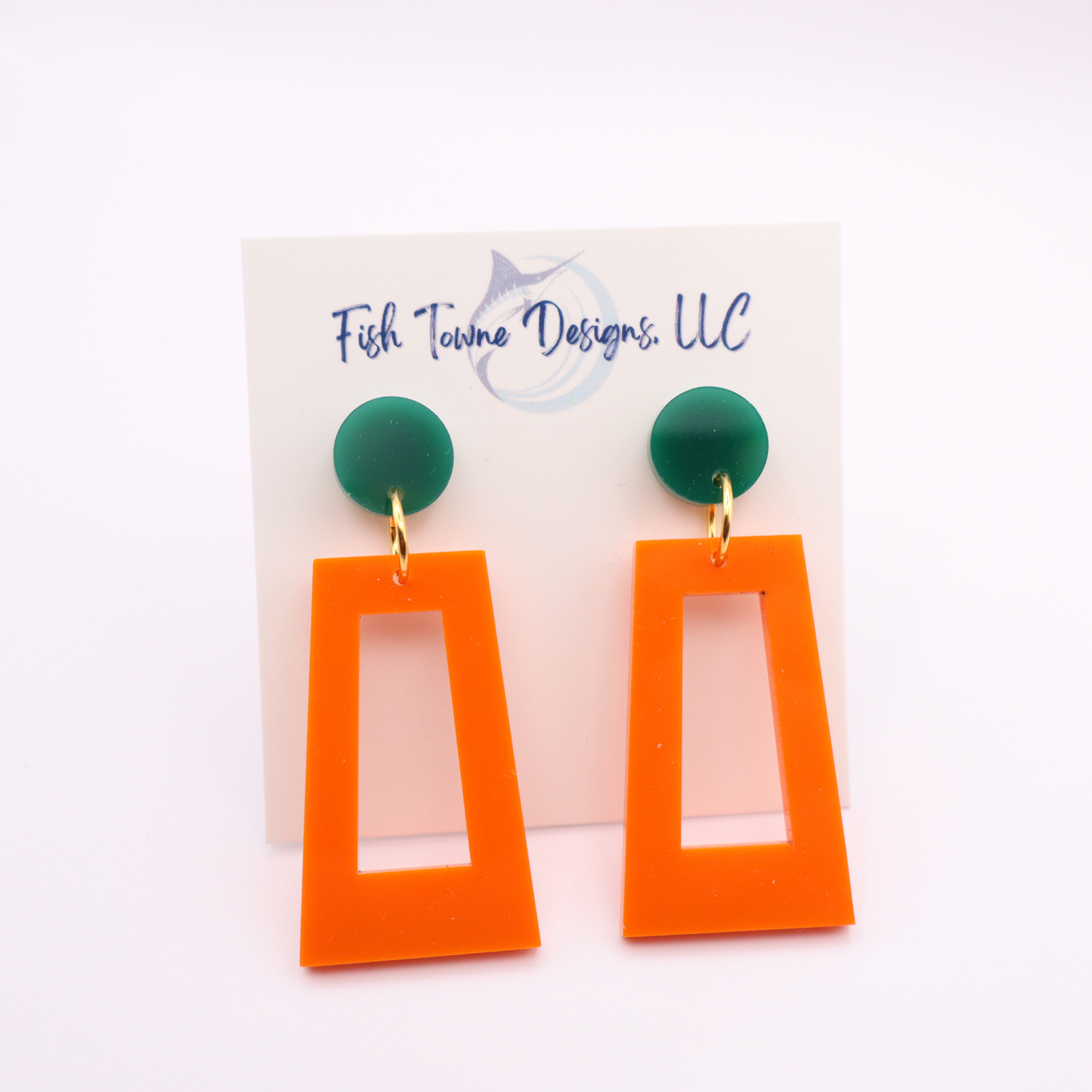 Orange and Green Acrylic Game Day Earrings