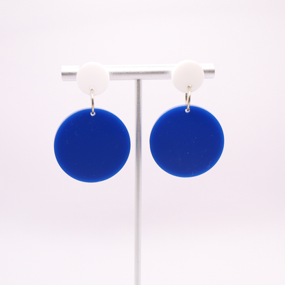 Blue and White Acrylic Game Day Earrings