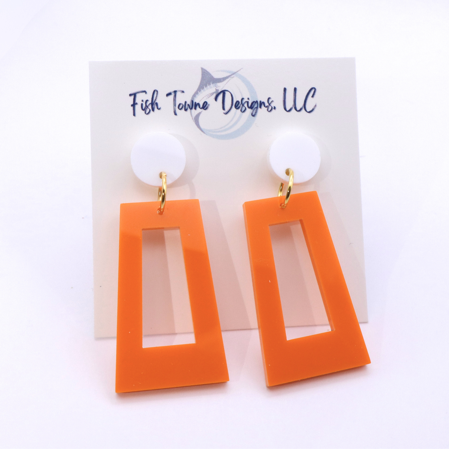 Orange and White Acrylic Game Day Earrings