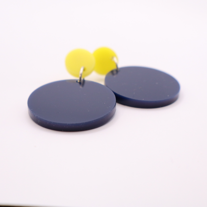 Navy Blue and Yellow Acrylic Game Day Earrings