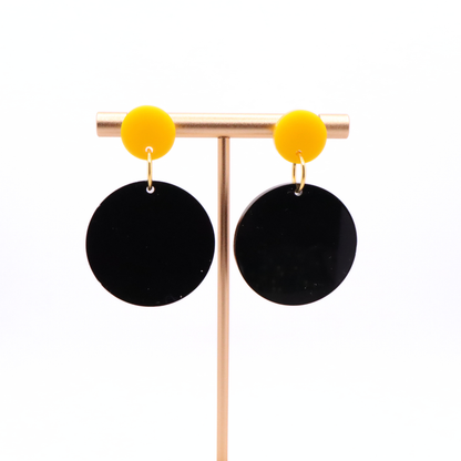 Black and Gold Acrylic Game Day Earrings