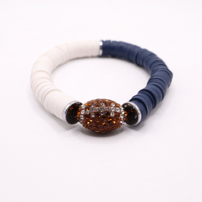Navy and White Game Day Football Bracelet