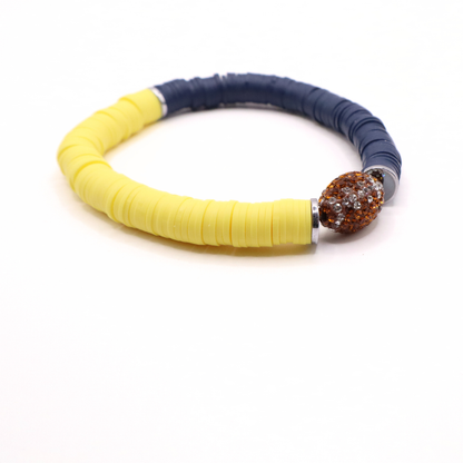 Navy Blue and Yellow Game Day Football Bracelet