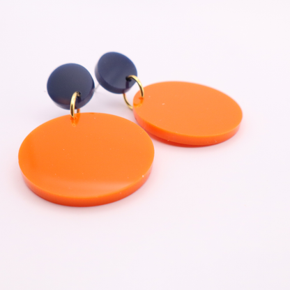 Navy Blue and Orange Acrylic Game Day Earrings