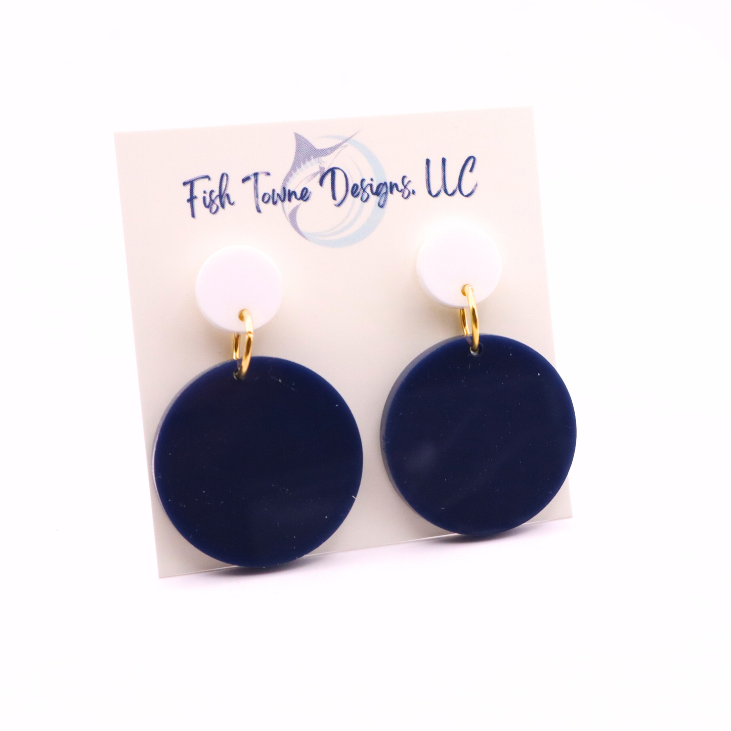 Navy Blue and White Acrylic Game Day Earrings