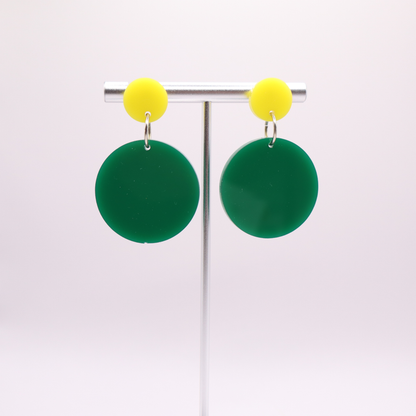 Green and Yellow Acrylic Game Day Earrings