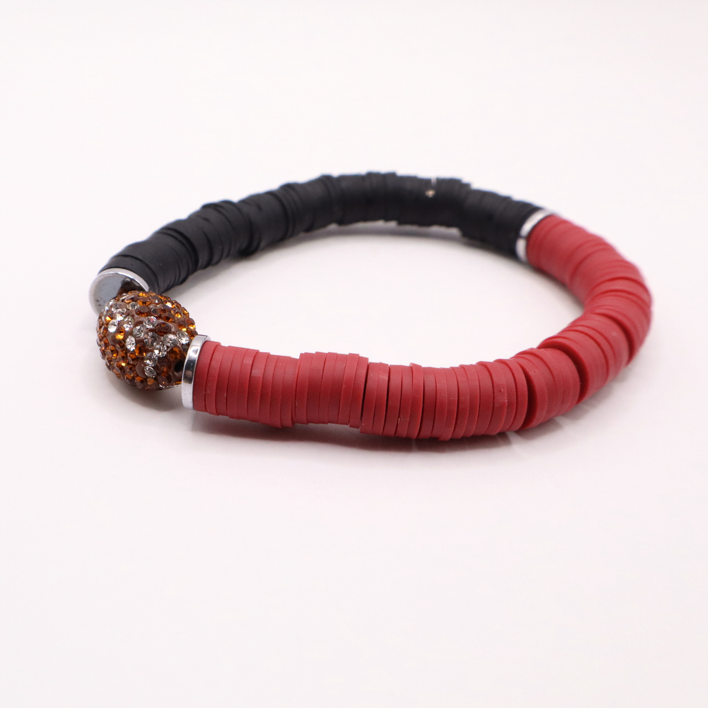 Maroon and Black Game Day Football Bracelet