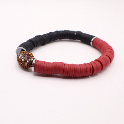 Maroon and Black Game Day Football Bracelet
