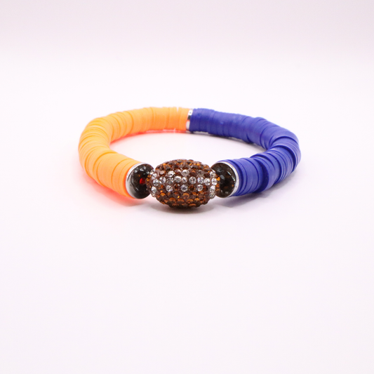 Blue and Orange Game Day Football Bracelet